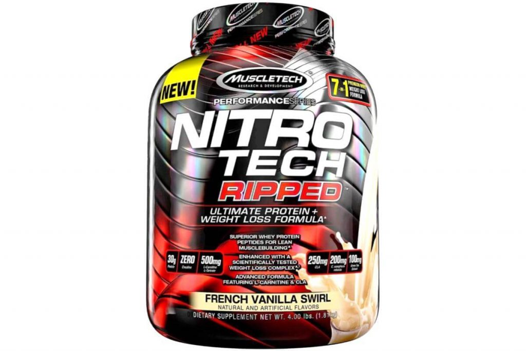 10 Makanan Tambahan Protein Whey Terbaik di Malaysia 2025 7 MuscleTech Nitro Tech Ripped Whey Protein Isolate French Vanilla Swirl