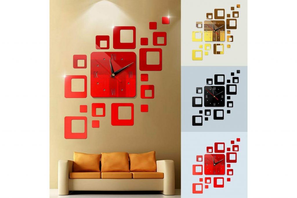 Top 10 Best Wall Clocks in Malaysia 2025 11 D Mirror Sticker Metal Big Wall Clock