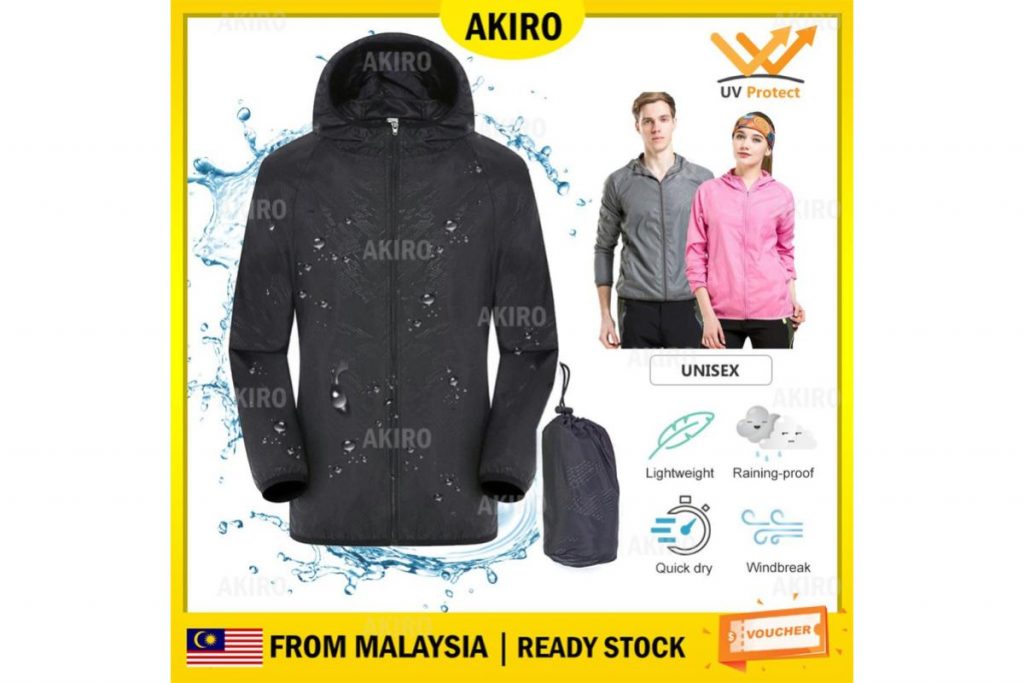 Top 8 Best Rain Coat in Malaysia 2025 9 AKIRO Windbreaker Waterproof UV Raincoat Jacket