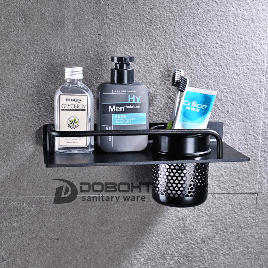 Top 10 Best Toothbrush Holders in Malaysia 2025 9 DOBOHT Black Aluminum Alloy Bathroom Toothbrush Holder