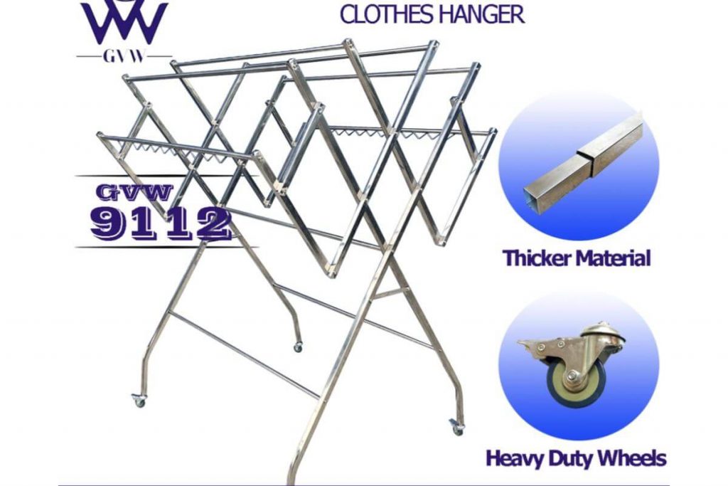 Top 10 Best Clothes Drying Racks in Malaysia 2025 3 HOMEBY Foldable Mobility Stainless Steel Clothes Drying Rack