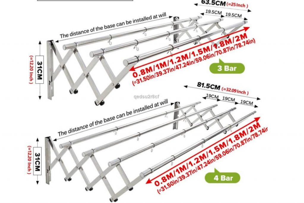 Top 10 Best Clothes Drying Racks in Malaysia 2025 6 U HOME Bar Bar Retractable Cloth Hanger Stainless Steel