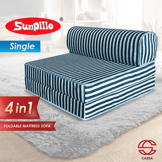 10 Tilam Lipat Terbaik di Malaysia 2025 8 Sunpillo Cassa Nano Foldable Inch Thick Foam Single Mattress Seater Sofa Bed In BlueRedGreen Stripe