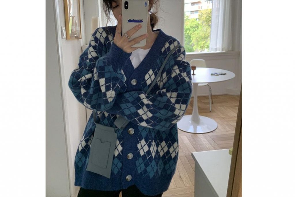 Top 9 Best Knitted Women’s Cardigans in Malaysia 2025 9 Argyle Knitted Cardigan