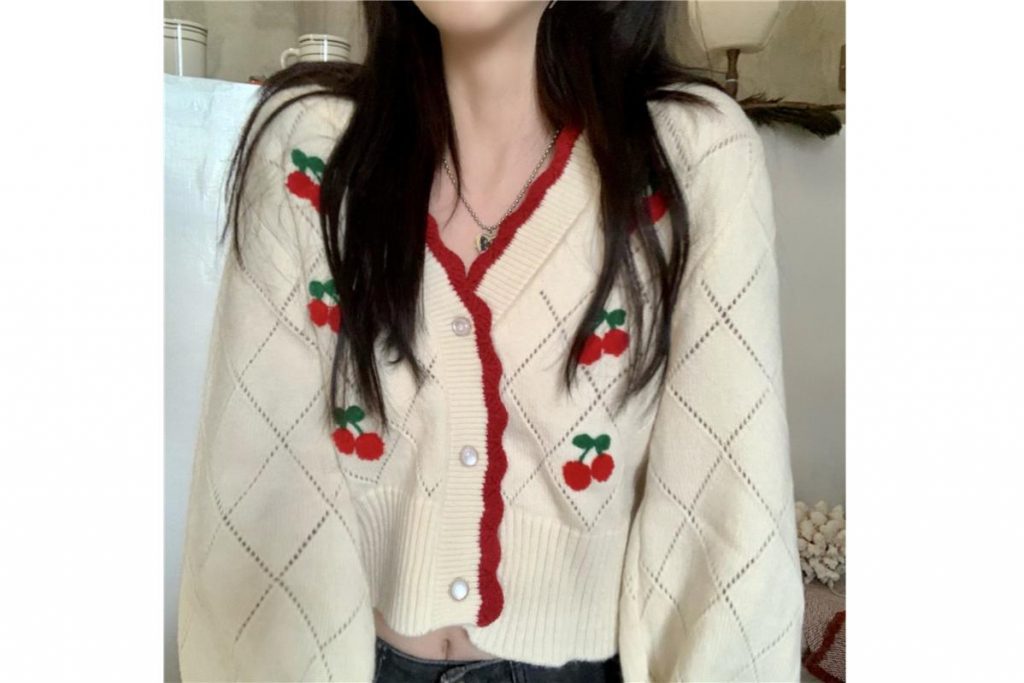 Top 9 Best Knitted Women’s Cardigans in Malaysia 2025 8 Cherry Knitted Cardigan