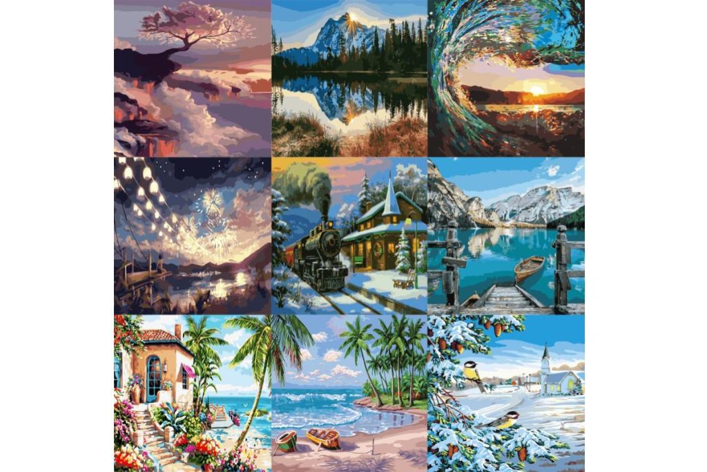 8 Lukisan Cat Mengikut Nombor Terbaik di Malaysia 2025 4 Landscape Paint By Numbers