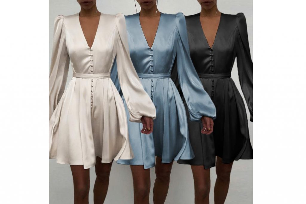 Top 9 Best Balloon Sleeve Dresses in Malaysia 2025 10 Satin V Neck Balloon Sleeve Mini Dress