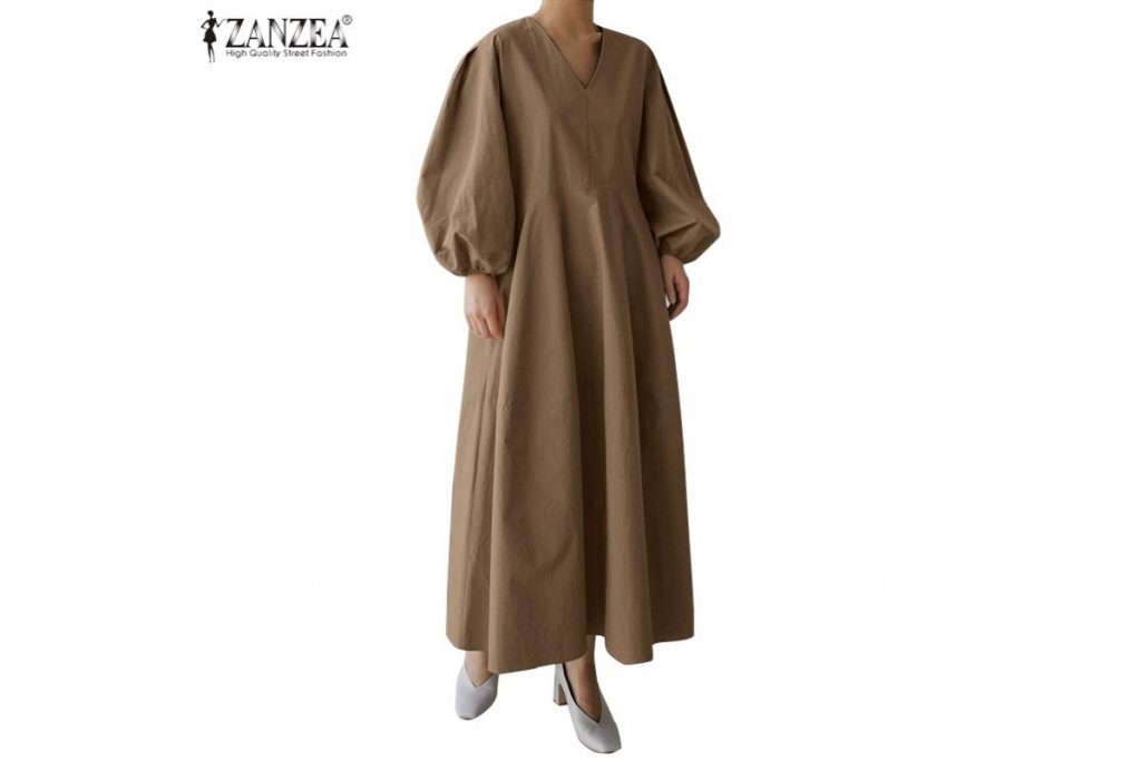 Top 9 Best Balloon Sleeve Dresses in Malaysia 2025 6 Sided Pockets Balloon Sleeve Maxi Dress