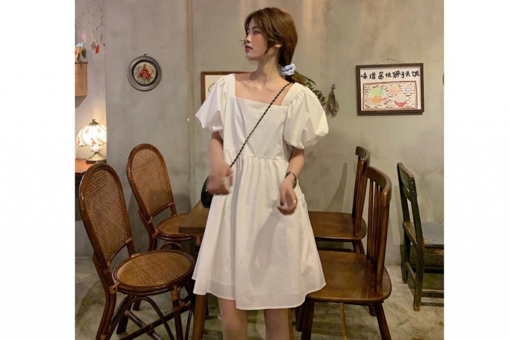 Top 8 Best Puff Sleeve Dresses in Malaysia 2025 8 Simple Square Neck Collar Puff Sleeve Mini Dress