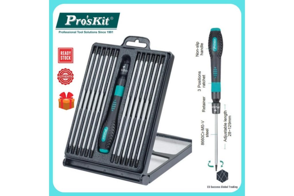 8 Set Pemutar Skru Terbaik di Malaysia 2025 9 ProsKit Reversible Ratchet Precision Screwdriver