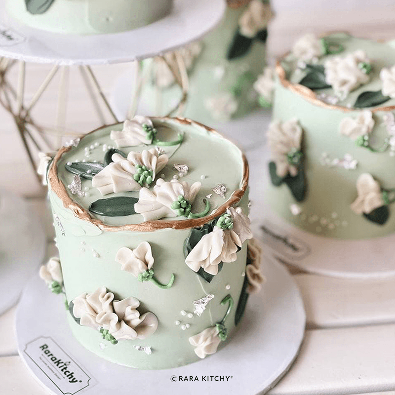 40 Kek Tunang yang Ringkas tetapi Menarik 2025 33 Greeny Bloom