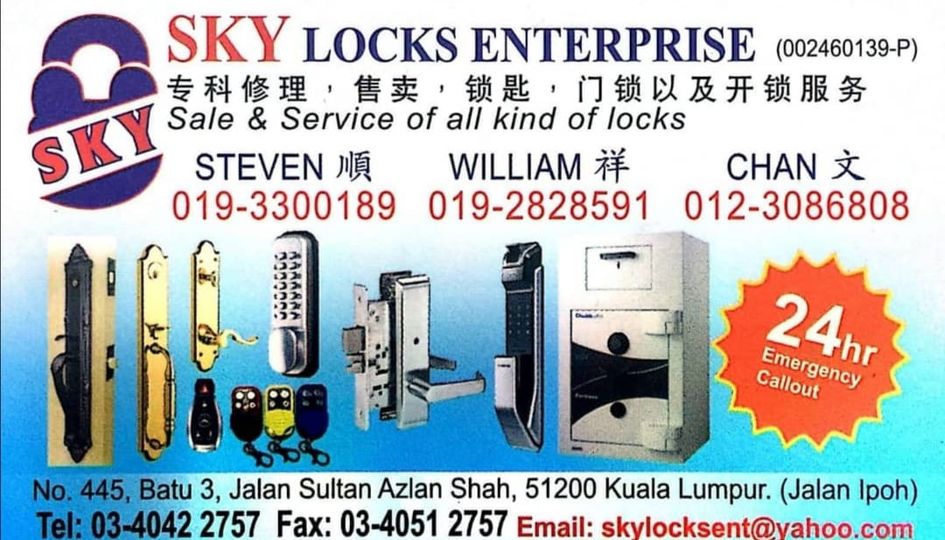 Top 20 Best Locksmiths in Kuala Lumpur 2025 5 Sky Locks Enterprise