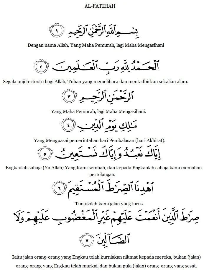 Solat Sunat Witir, Hadiah daripada Allah s.w.t 5 Rakaat-Pertama-Surah-Al-Fatihah
