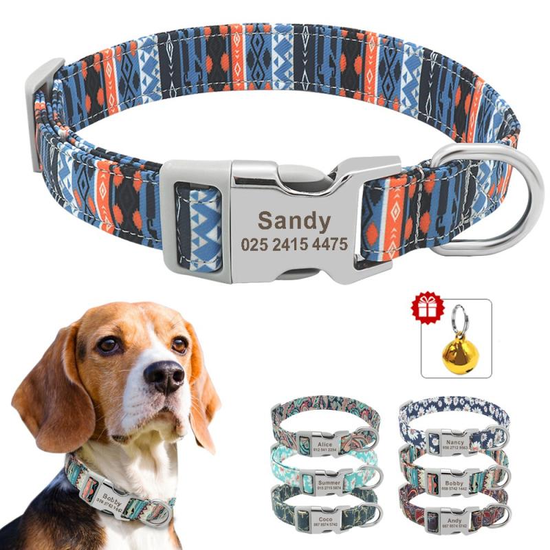 Top 10 Best Dog Collars in Malaysia 2025 4 Di-Dog-Personalised-Dog-Collar-Flower-Stripes