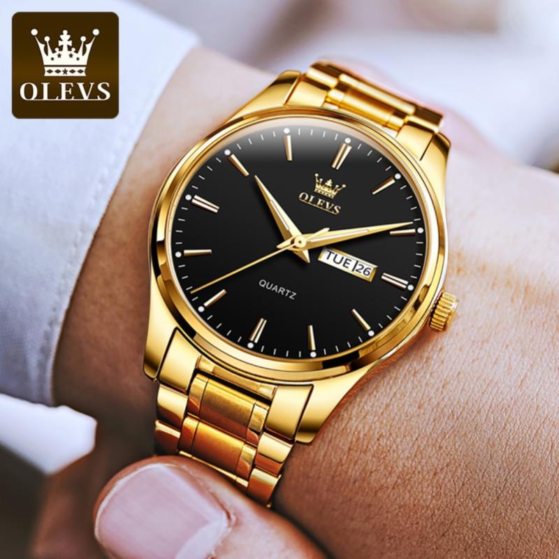 Top 10 Best Watches for Men in Malaysia 2025 7 Olevs-Men-Golden-Watch