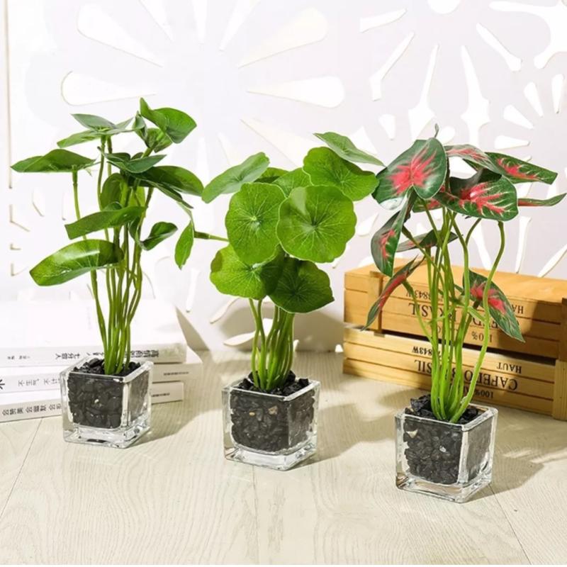 Top 10 Best Plants For Bathrooms in Malaysia 2025 9 Artificial-Caladium-with-Glass-Pot