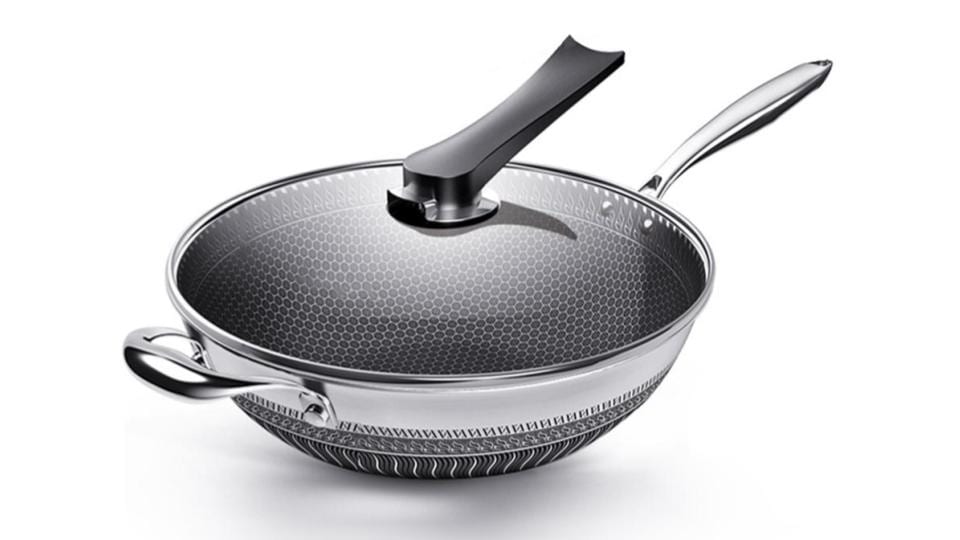 Top 10 Best Woks In Malaysia 2025 7 Non-stick-Wok--Stainless-Steel-Honey-Comb-Double-Full-Screen-Pan