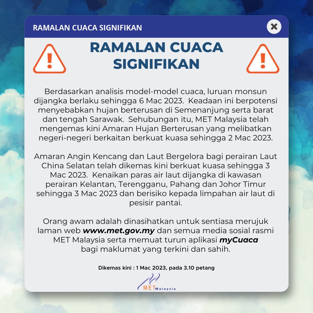 MET Malaysia Warns Continuous Heavy Rains For 6 Days 2 Weather--