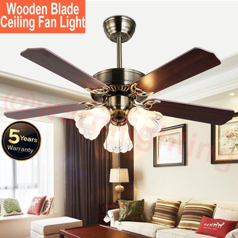 15 Kipas Siling Terbaik di Malaysia 2025 15 GOGEOUS--Vintage-Wooden-Blade-Ceiling-Fan