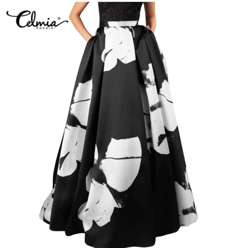Top 10 Best Maxi Skirts in Malaysia 2025 9 CELMIA-Women-Casual-Floral-High-Waist-Party-Swing-Umbrella-Maxi-Skirt