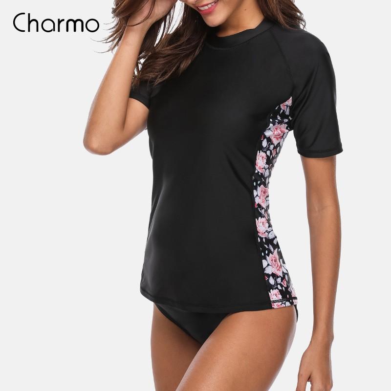 Top 8 Best Women's Rash Guards in Malaysia 2025 9 Charmo-Women-Short-Sleeve-Rashguard-Swimsuit-Running-Shirt-Biking-Shirt-Surfing-Top-Swimwear-Rash-Guard-UPF-