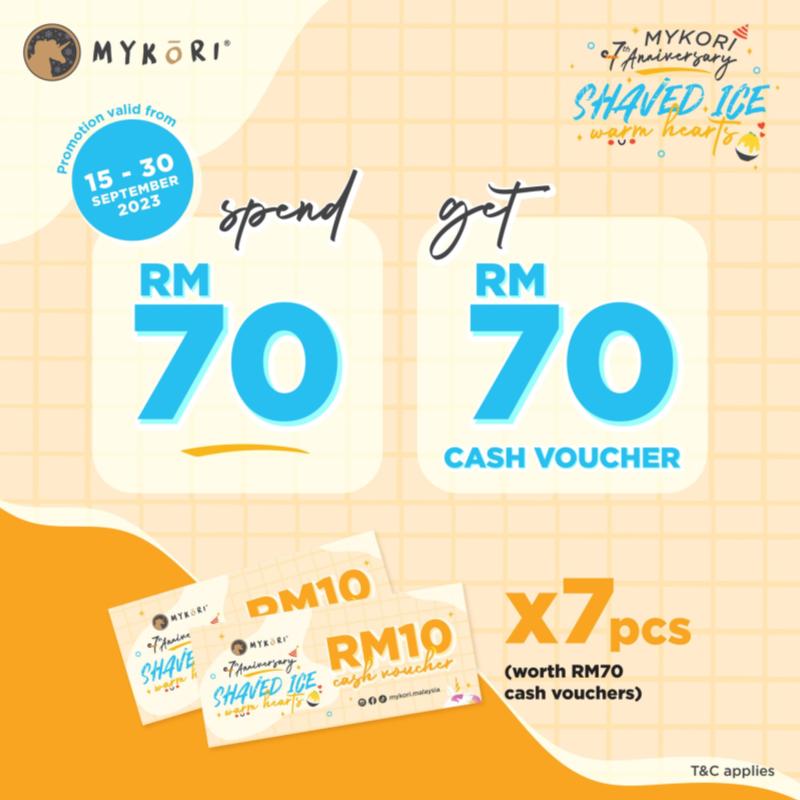 Mykōri Spend RM70 Get RM70 Cash Voucher 1 promo--