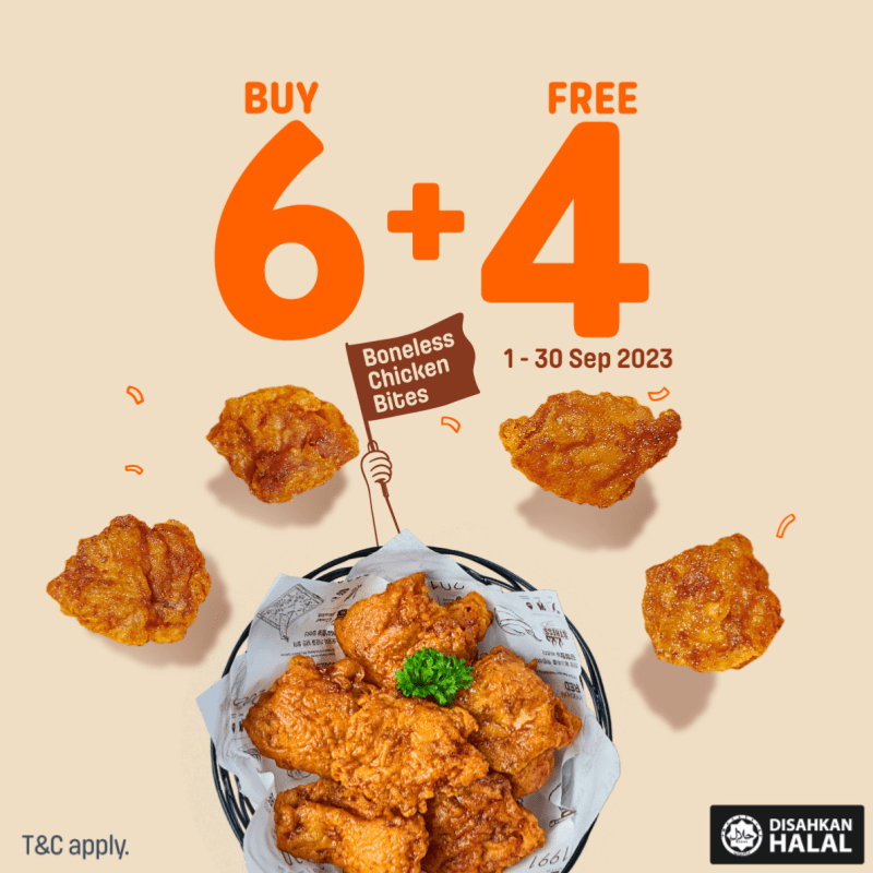 Kyochon Buy 6 Boneless Chicken Bites Get 4pcs FREE 1 promo-