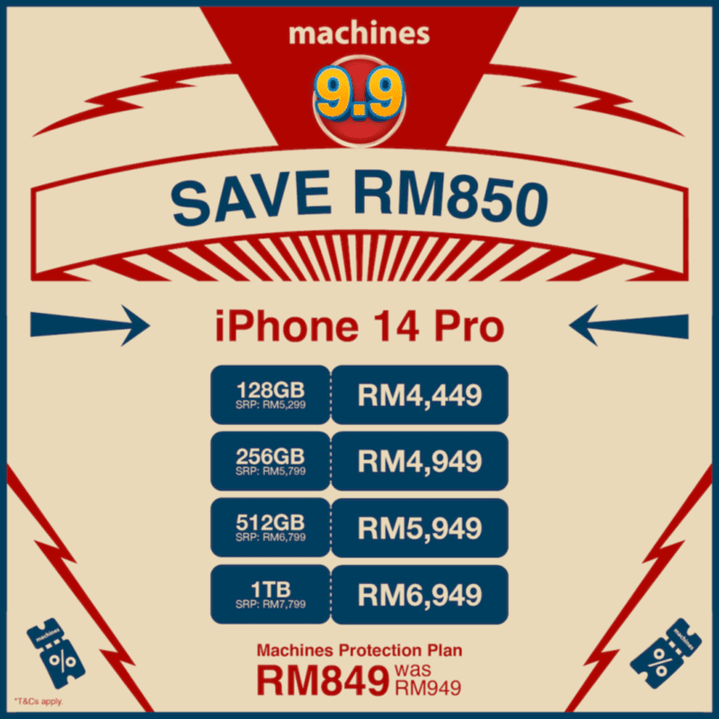 Machines 9.9 Deals Up to RM850 OFF 3 promo-