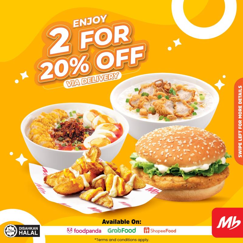 Enjoy 2 for 20% OFF Deal with Marrybrown Delivery 1 promo-