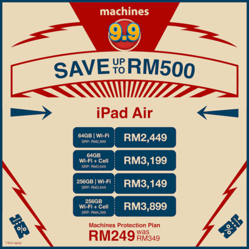 Machines 9.9 Deals Up to RM850 OFF 10 promo-