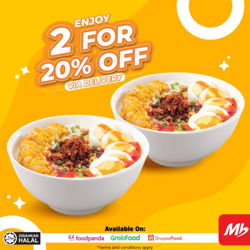 Enjoy 2 for 20% OFF Deal with Marrybrown Delivery 2 promo-