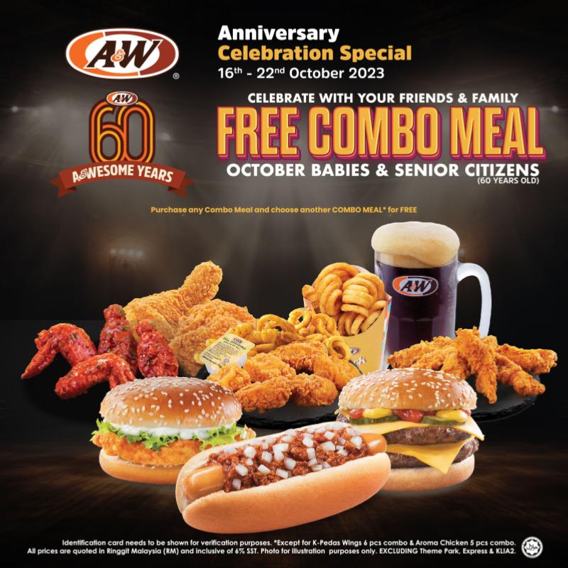 A&W FREE Combo Meal for October Babies & Senior Citizens 1 promo 10 2