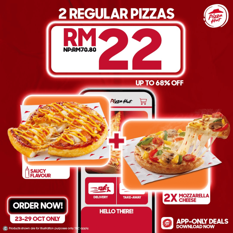 Pizza Hut 2 Regular Pizzas for RM22 1 promo 2 4