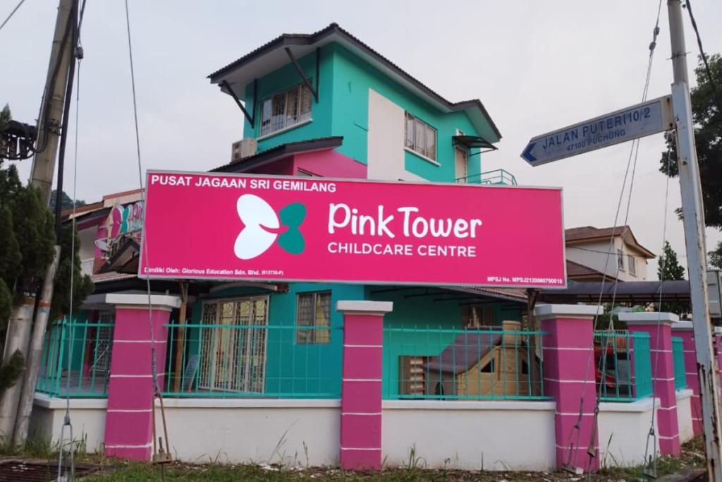 Top 10 Best Kindergartens in Puchong 2025 4 Pink-Tower-Childcare-Centre-signboard