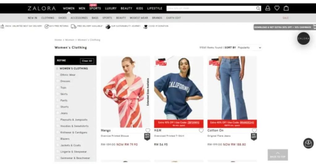 Top 10 Best Online Clothing Stores in Malaysia 2025 3 Zalora-website