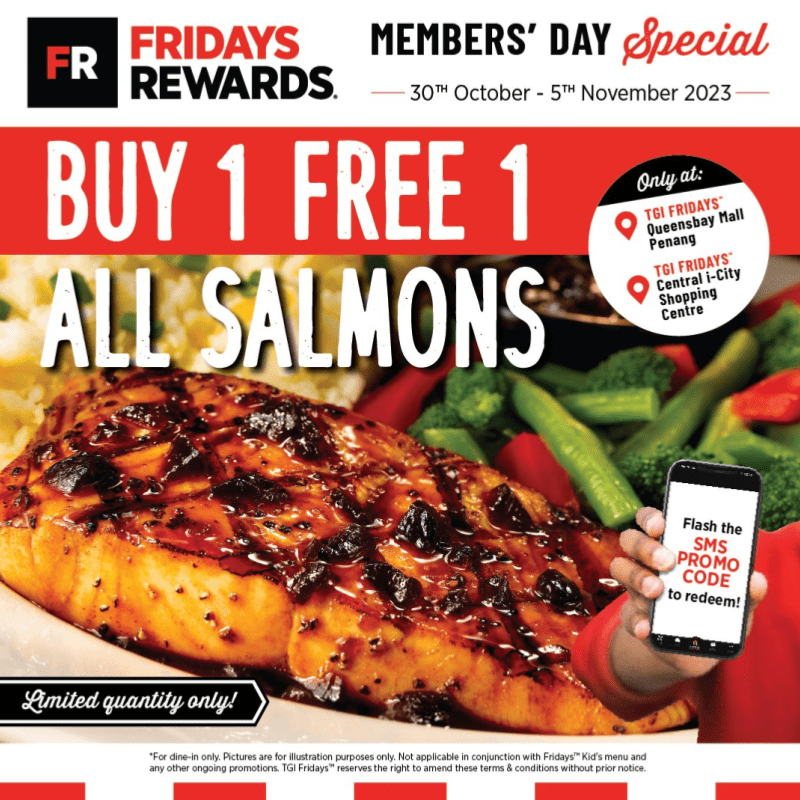 TGI Fridays Buy 1 Free 1 All Salmons Menu 1 promo 2