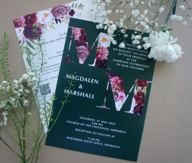 Top 10 Best Elegant Wedding Card Printing Services in Malaysia 2025 13 Acadia-flower-themed-card