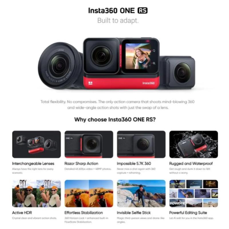 Top 10 Best 360 Action Video Cameras in Malaysia 2025 5 Insta360 One RS Twin Edition Modular Action Camera