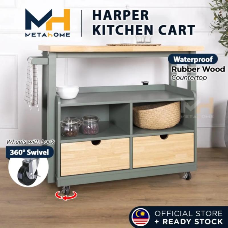 Top 10 Best Affordable Ready-Made Kitchen Islands in Malaysia 2025 11 MetaHome HARPER Kitchen Cart