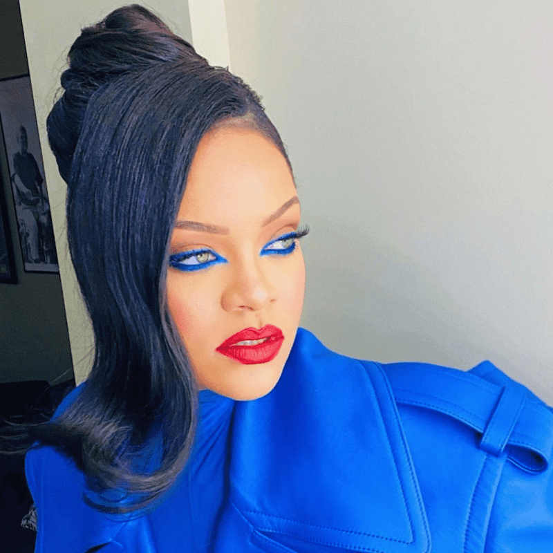 Top 10 Best Makeup Trends in Malaysia 2025 9 Rihanna with electric blue eyeshadow