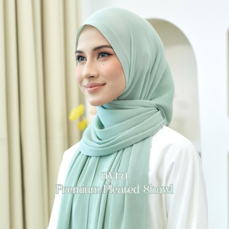 8 Selendang Raya Terbaik di Malaysia 2024 2 FARHEEJAB Premium Pleated Shawl
