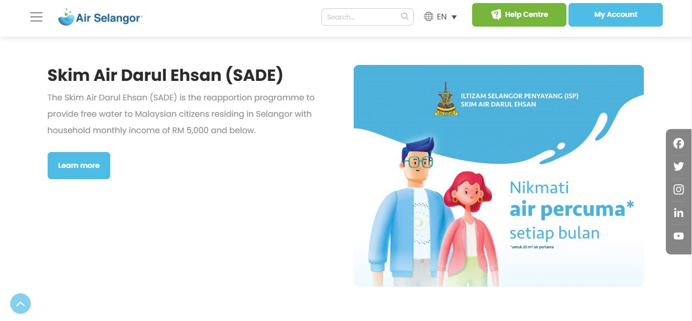 How To Apply For Free Water Initiative By Air Selangor | News 3 Scroll down and click on learn more