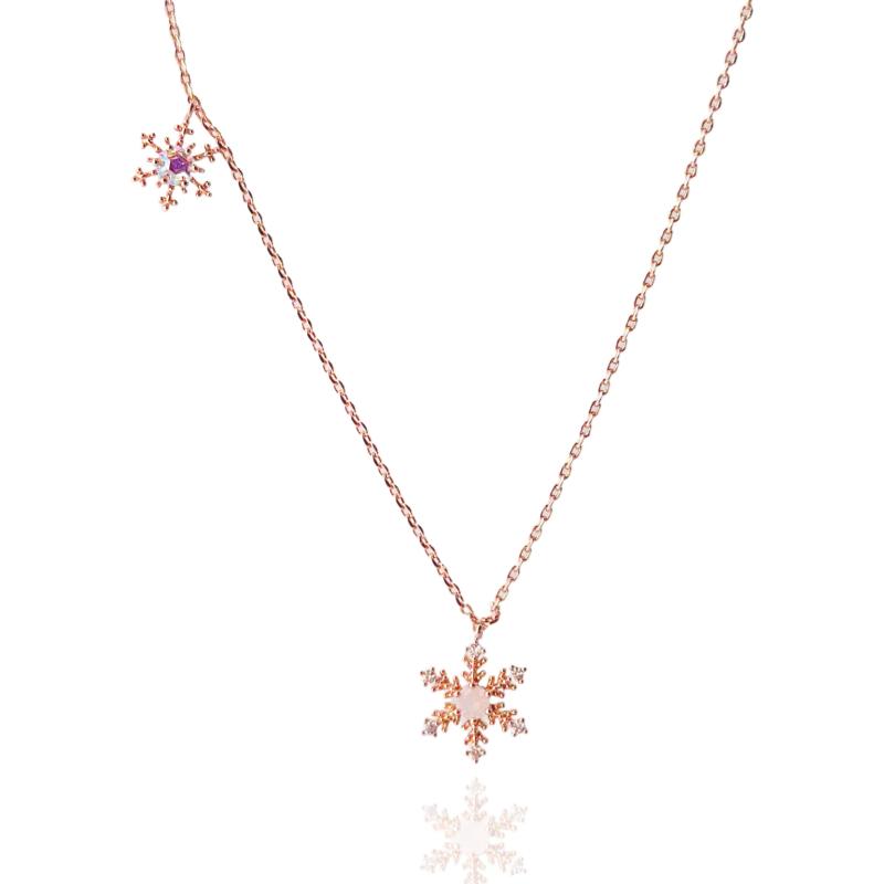 Top 10 Best Christmas Jewellery in Malaysia 2024 5 Aurelia Atelier Rose Gold Milky Snowflake Necklace