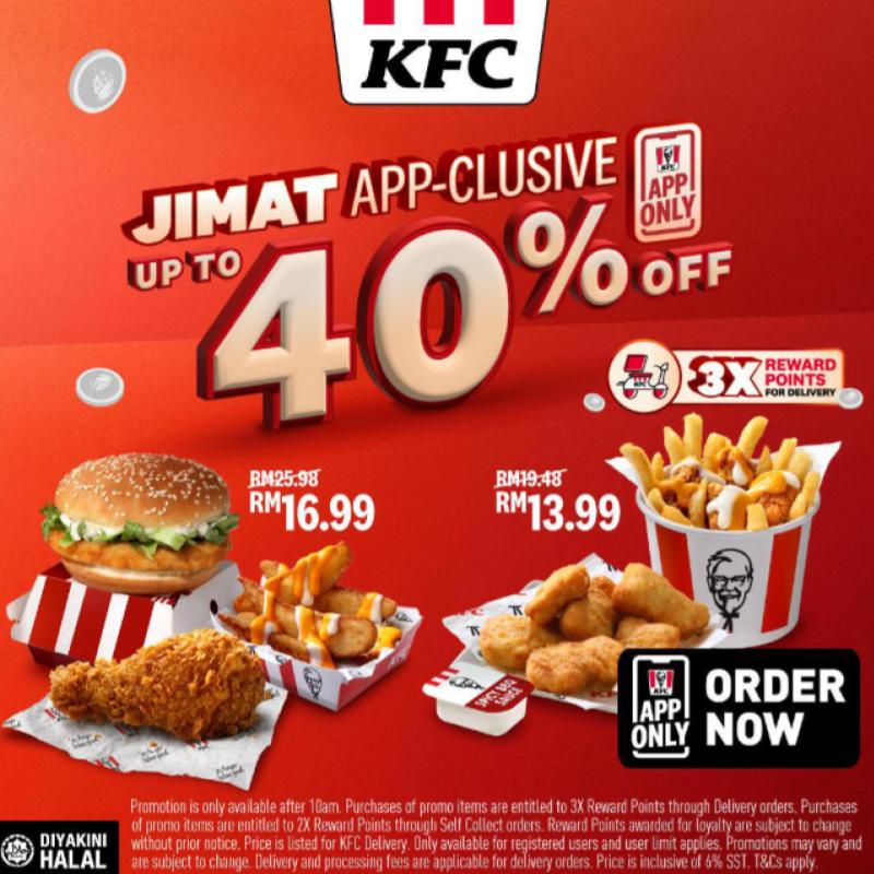 Get Up to 40% Off & 3X Reward Points with KFC Jimat Deals! 1 Get Up to 40 Off 3X Reward Points with KFC Jimat Deals