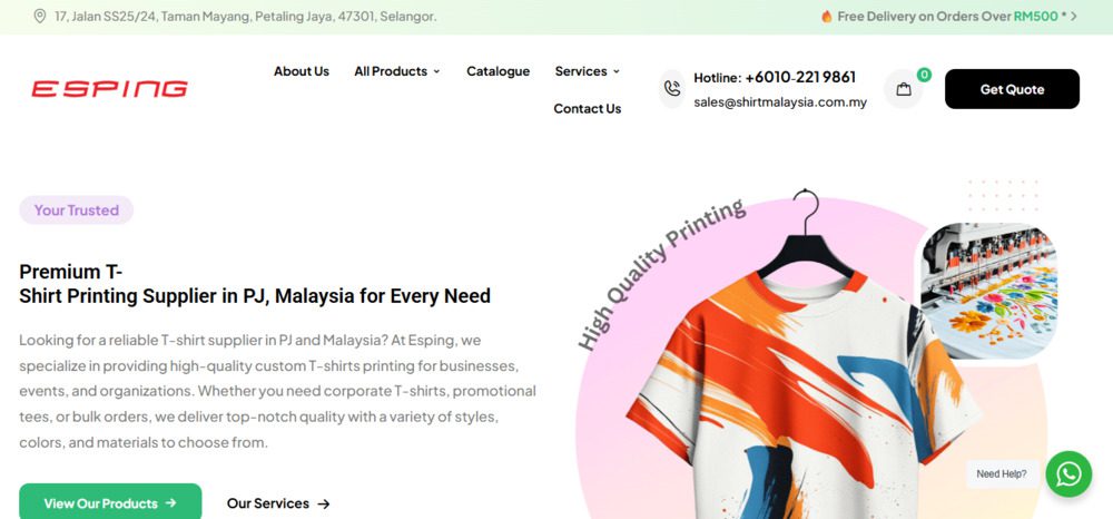 Top 10 Best T-Shirt Printing Services in Malaysia 2026 6 Esping Malaysia